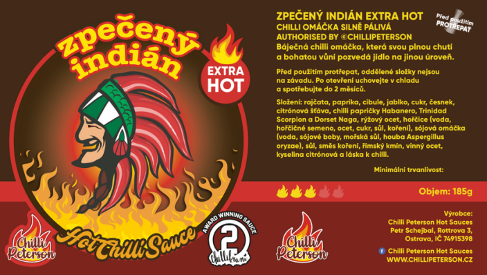 Zpečený Indián Extra Hot200g chilli omáčka silně pálivá