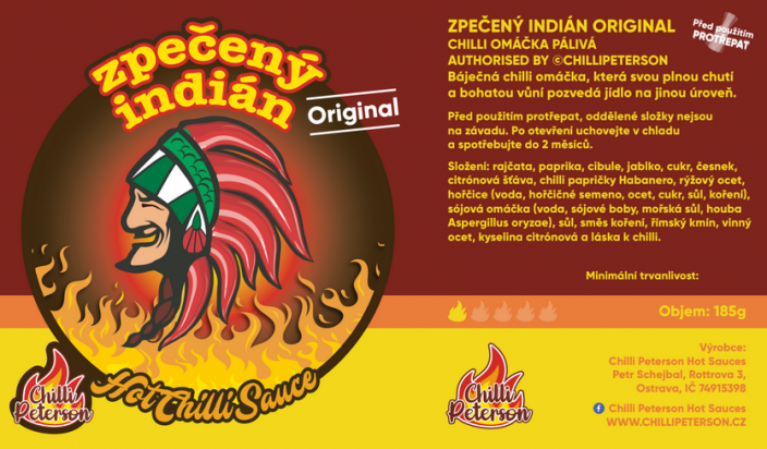 Zpečený Indián Original 185g chilli omáčka jemně pálivá