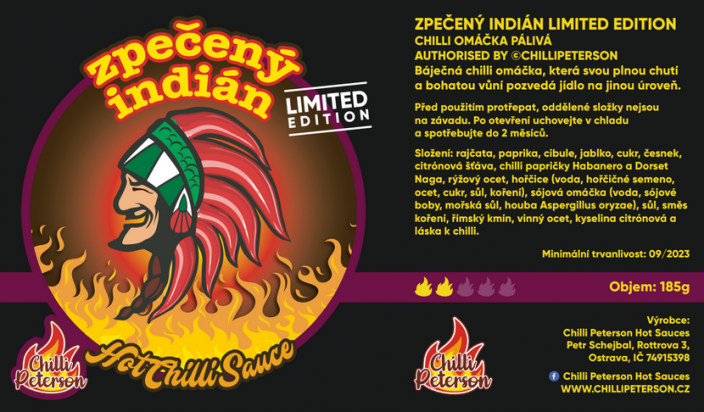 Zpečený Indián Limited Edition 185g chilli omáčka středně pálivá