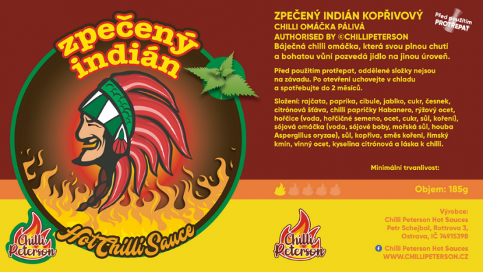 Zpečený Indián Kopřivový 185g chilli omáčka jemně pálivá